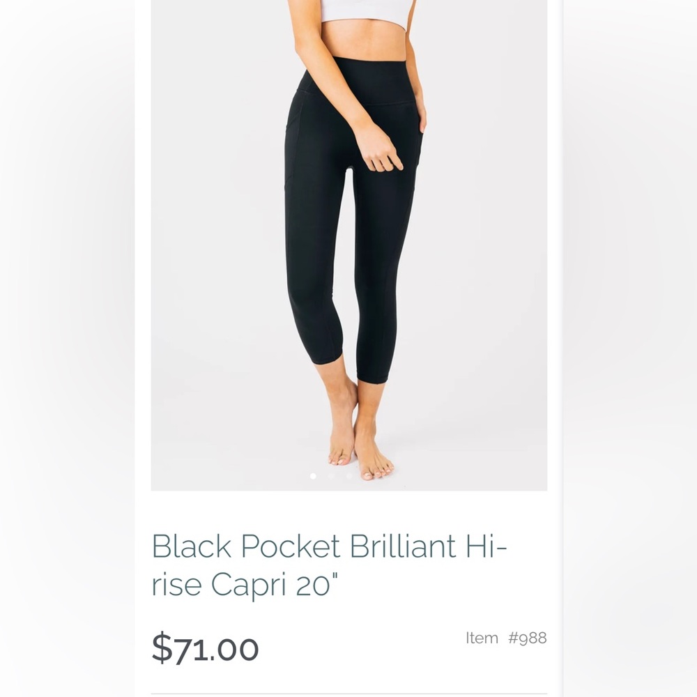 Zyia Active Black Pocket Brilliant Hi-Rise Capri 20”